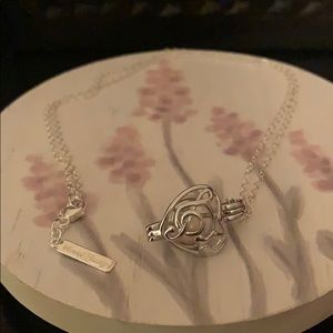 Music Note Cage Necklace with Cream Pearl